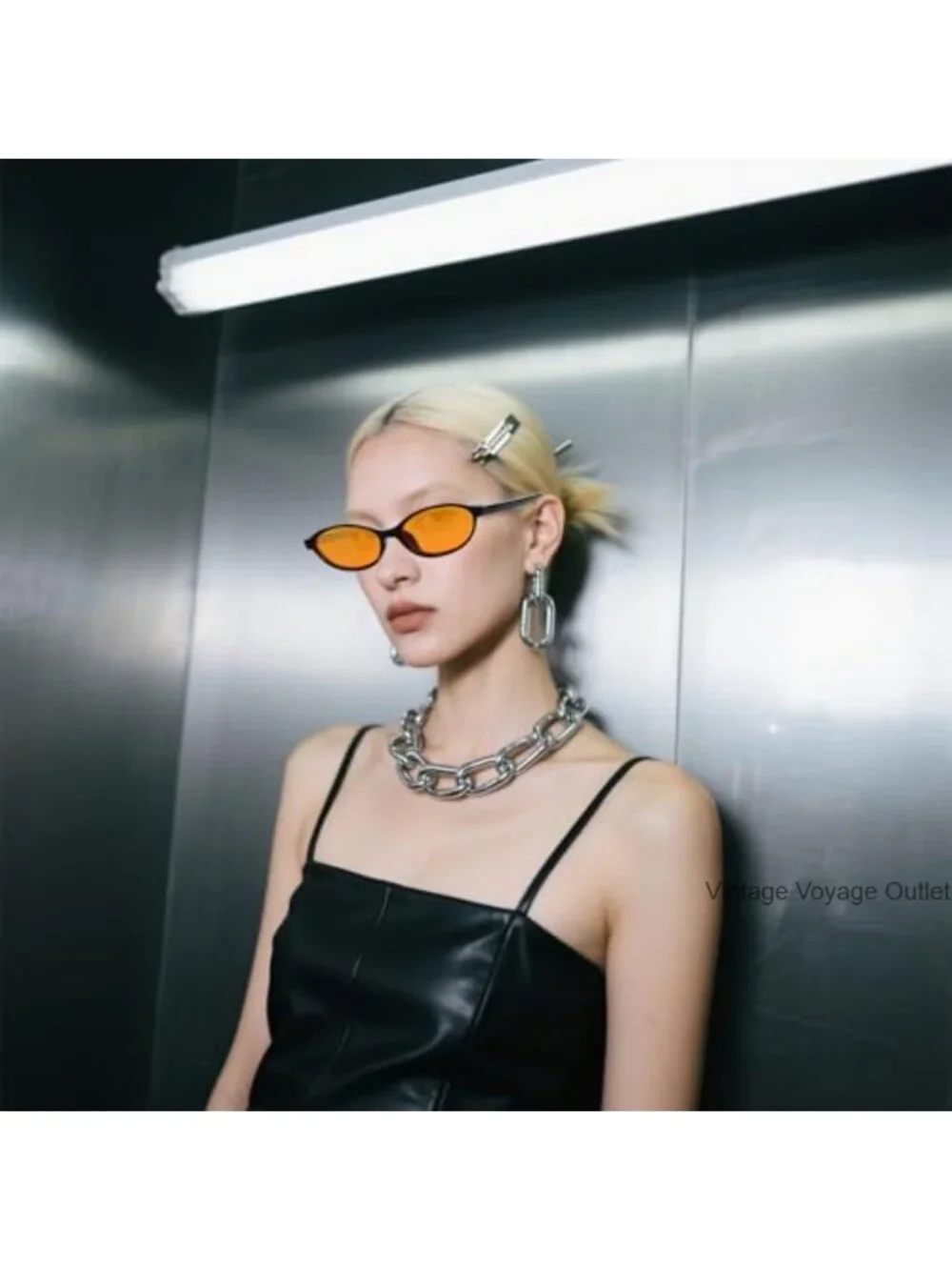 5 Pairs Retro Oval Cat Eye Sunglasses for Women 90s Narrow Y2k UV Protection